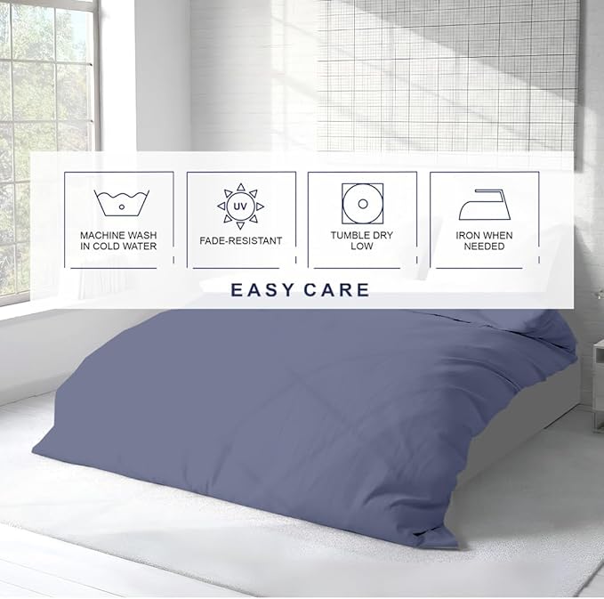 Kotton Culture 3 Pc Duvet Cover King Size Set-100% Egyptian Cotton 600 Thread Count Ultra Soft Premium Durable Comforter Cover Zipper Closure & Corner Ties - (Mediterranean Blue, 104" X 94")