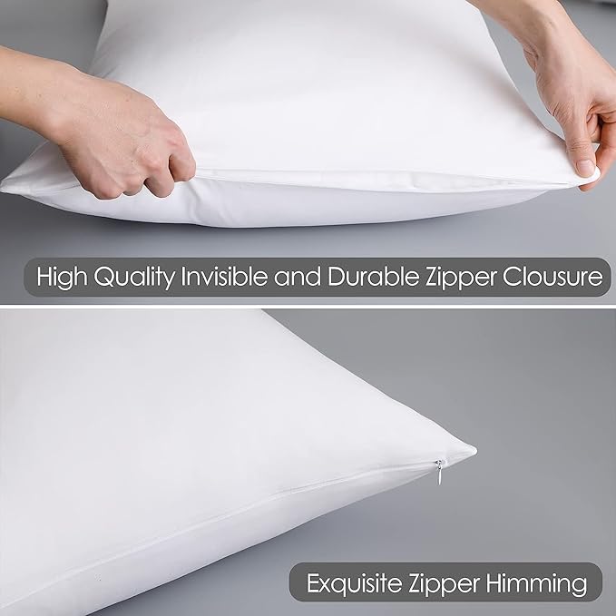 100% Egyptian Cotton Zippered Toddler Pillowcases Set of 2, 600 Thread Count Small Pillow Cases, Super Soft and Breathable Pillow Protector, 13x18 Inches (White, Toddler)