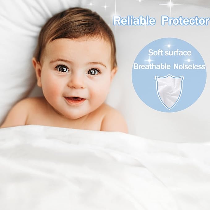 Full Size Waterproof Mattress Protector - Noiseless, Breathable, Machine Washable Fitted Mattress Cover with Deep Pocket up to 5”-21”（White）
