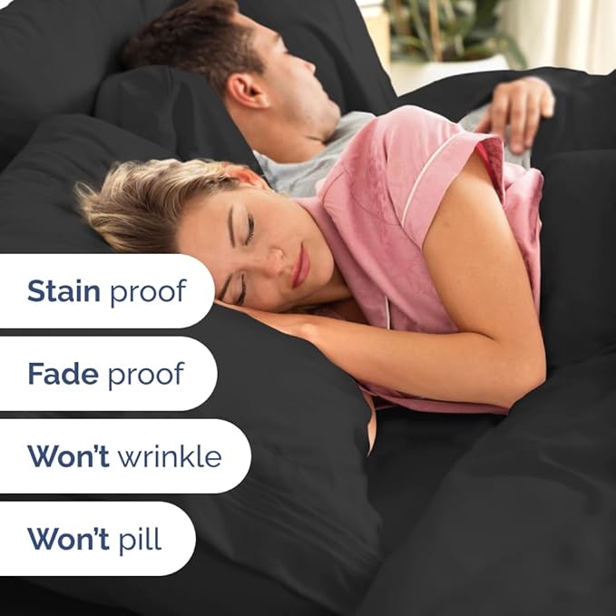 Flex Top Split Head King 4 Piece Sheet Set - Ultra-Soft, Breathable & Cooling Bed Sheets Set - Hotel Luxury Bedding for Women & Men with Deep Pockets - Wrinkle Free & Fade Resistant - Oeko-Tex - Black