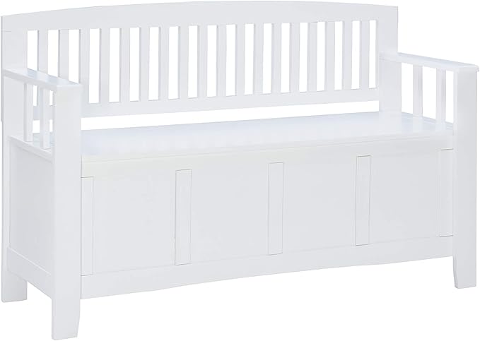 Cynthia White Storage Bench with Flip-Top Lid and Hidden Storage Space by Linon