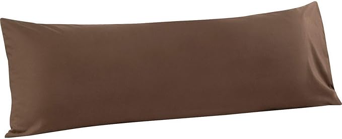 FLXXIE Body Pillow Cover - Super Soft Microfiber 20x54 Body Pillow Case - Envelope Closure, Wrinkle, Stain Resistant 20x54 Long Pillowcase, Brown