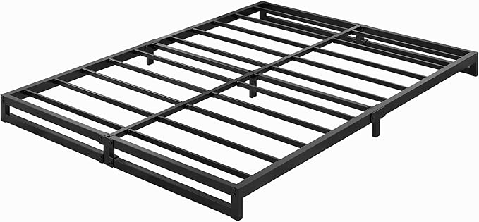 Lutown-Teen 4 Inch King Size Bed Frame Sturdy Mattress Foundation, Heavy Duty Metal Platform with Steel Slats Support No Box Spring Needed, Noise Free, Easy Assembly, Black