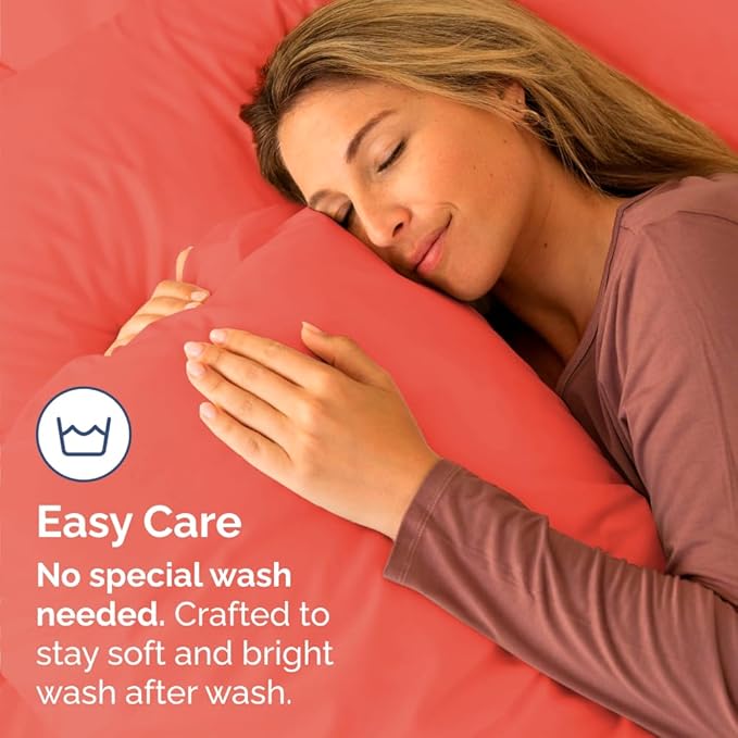 Body Pillowcases Set of 4-20x54 Long Body Pillow Case - Soft Body Pillow Cover for Sleeping & Side Sleepers - Comfy, Cozy Breathable & Fade Free - Machine Washable w/Envelope Enclosure - (Coral)