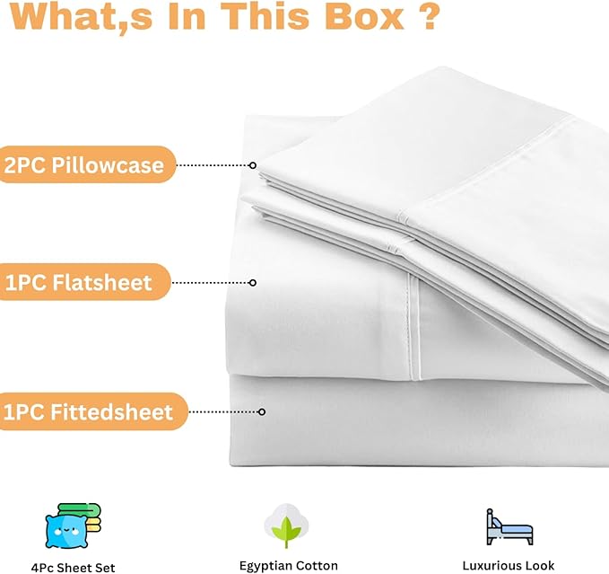 Sanders Collection Inc SCI Top Split Flex Sheet Set for Adjustable Bed 32" Split Head California King Size 800 Thread Count 100% Egyptian Cotton 4 Piece Set fits up to 16 Inch Deep Pocket (White)