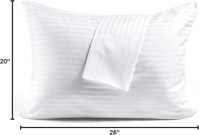 FAUNNA 600TC 100% Cotton Pillow Protectors, Standard Size (20x26), 4 Pack, Oeko-TEX Certified, Hotel Grade Pillow Cover with Silent Zipper, Zip Up Pillow Cases, White