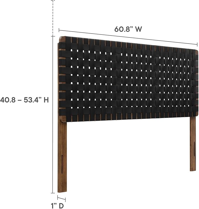 Modway Sparta Weave Queen Vegan Leather Headboard in Walnut Black