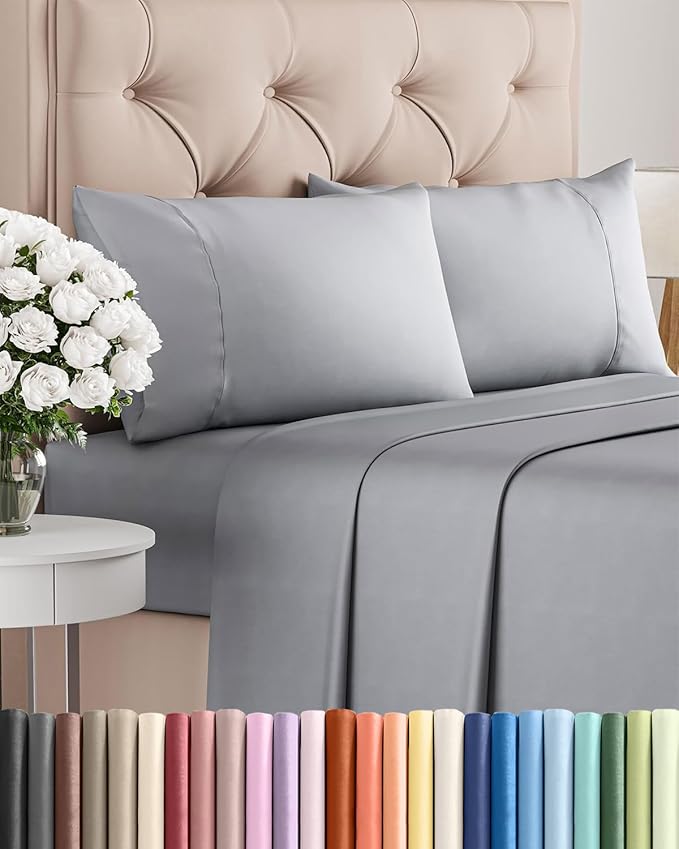 Twin 4 Piece Sheet Set - Comfy, Breathable & Cooling - Hotel Luxury Bedding for Women, Men, Kids, Teens & Children - 1 Flat & 1 Fitted Sheet & 2 Pillowcases w/ Deep Pockets - Wrinkle Free - Steel Blue
