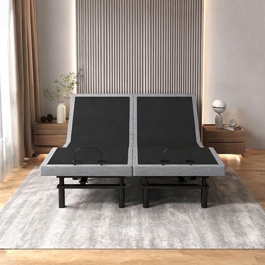 Irvine Home Collection Split King Adjustable Bed Base - Dual Massage - USB Ports - Zero Gravity - Underbed Light - Wireless Remote - Zero Clearance - Anti Snore - Memory Positions