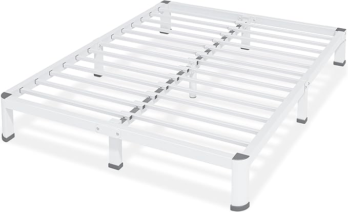 Superay 10 Inch Queen Size Metal Platform Bed Frame with Round Corners, Storage Space Under High Bed Frame-Heavy Duty Steel Slats Support, Noise Free - Easy Assembly - No Box Spring Needed, White