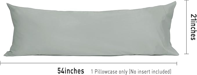 Sunflower Body Pillowcase 100% Cotton Long Pillow Cover/Case Envelope Closure 1 Pack, 20×54 inches Storm Gray, Soft and Breathable