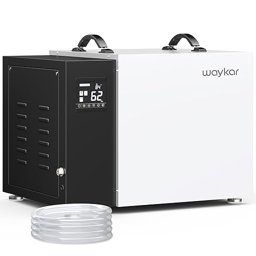 Waykar 158 Pint Crawl Space Dehumidifier with Pump & Drain Hose for Basements, Commercial & Water Damage Spaces up to 7500 Sq. Ft., Compact, Strong Dehumidification, 5-Year Quality Coverage