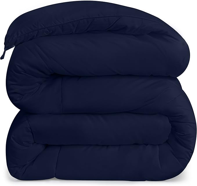 Utopia Bedding Comforters Twin Size, All Season Duvet Insert, Down Alternative Box Stitched Bed Comforter with Corner Tabs, Machine Washable (Navy)