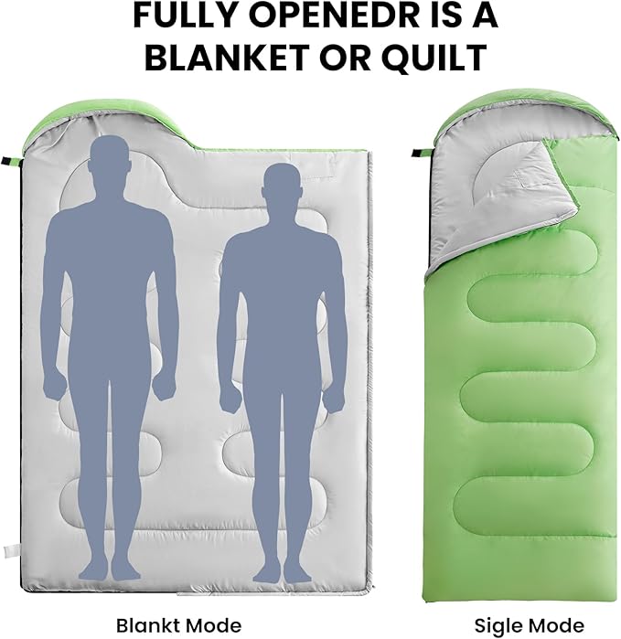 FARLAND Sleeping Bags for Adults, 3 Season Warm & Cool Weather, Lightweight Camping Sleeping Bag for Kids Family Camping Essentials with Compression Sack for Hiking