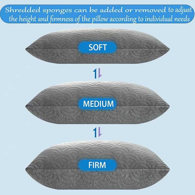 MOLCLCUY Memory Foam Pillows King Size Set of 2 Adjustable Cool Pillow for Side Back Stomach Sleepers Luxury with Washable Cover