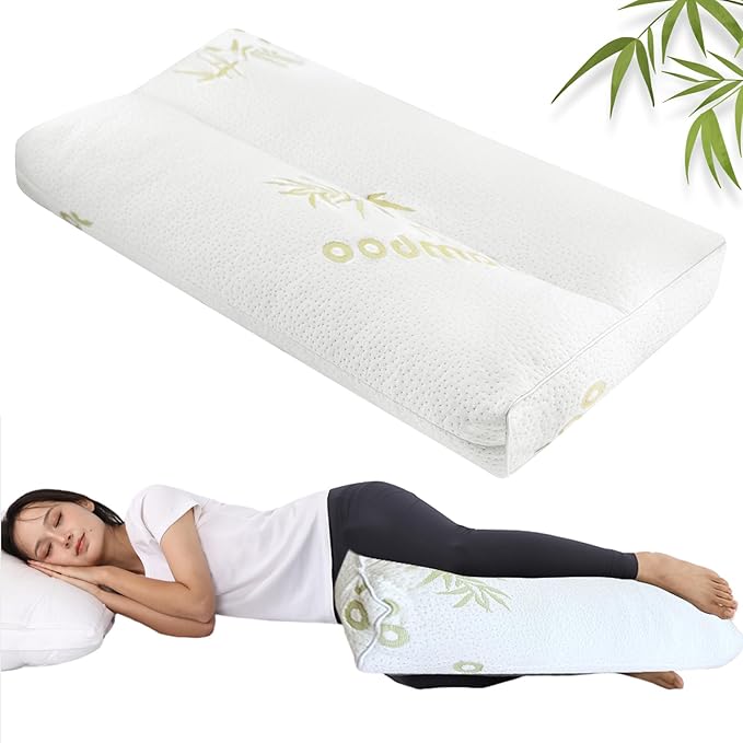 MINUPWELL Knee Pillow for Side Sleepers - 3" Height Between Leg & Under Knee Pillow for Back Sleepers - with 850G 7D Fiber for Relieving Leg, Back, and Knee Pain - Rayon Derived from Bamboo