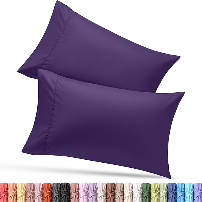 Utopia Bedding Pillow Cases Standard Size 2-Pack – Soft Brushed Microfiber – Envelope Closure – Perfect for Hospitals, Hotels, Guest Rooms – Oeko-TEX Certified, 20x26 Inches (Egg Plant)