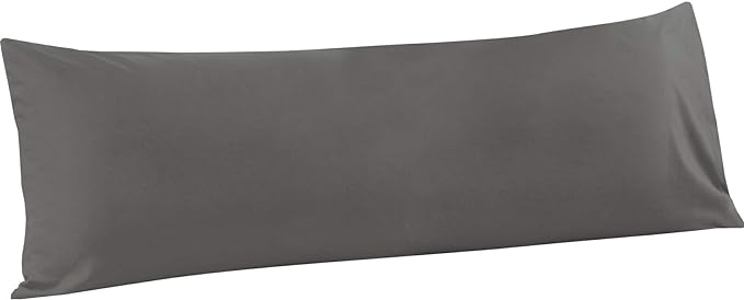 FLXXIE Body Pillow Cover - Super Soft Microfiber 20x54 Body Pillow Case - Envelope Closure, Wrinkle, Stain Resistant 20x54 Long Pillowcase, Dark Grey