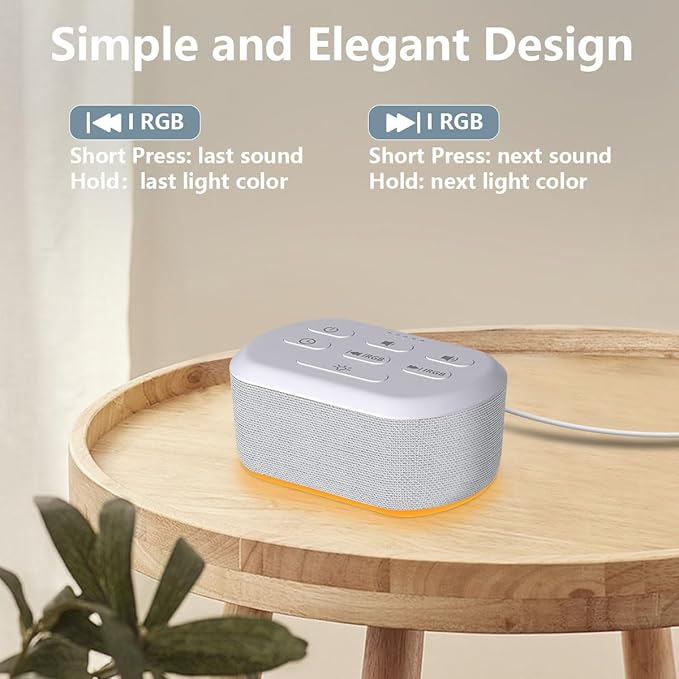 Brown Noise Sound Machine 30 Soothing Sounds White Noise Machine with 12 Night Light Colors Sleep Machine for Adults Baby Kids 36 Volume Levels Noise Canceling for Office Home Privacy