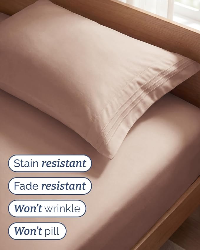 Twin Size 3 Piece Sheet Set - Comfy Breathable & Cooling Sheets - Hotel Luxury Bed Sheets for Women & Men - Deep Pockets, Easy-Fit, Extra Soft and Wrinkle Free Sheets - Mauve Oeko-Tex Bed Sheet Set
