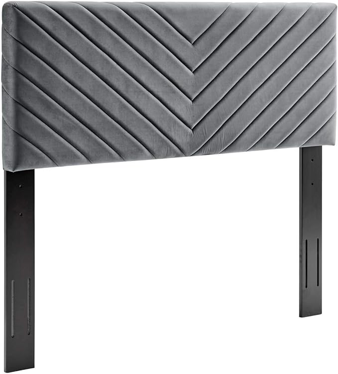 Modway Alyson Chevron Tufted Performance Velvet Full/Queen Headboard, Charcoal