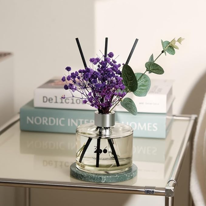 396 st. Preserved Baby's Breath Flower Reed Diffuser, Pure Cotton, 200ml(6.7oz) / Reed Diffuser Sets, Home Fragrance, Scented Oils, Home & Bathroom Décor