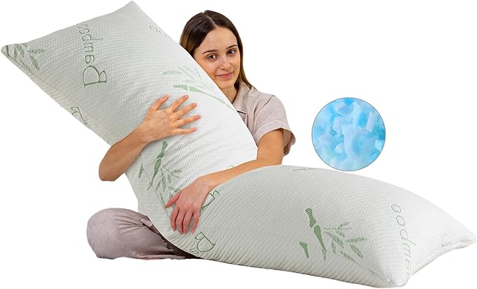 HOXXME Body Pillow for Adults Shredded Memory Foam Long Full Body Pillow for Sleeping with Breathable Cover Firm Hug Large Pillows for Side/Back Sleepers 20x54
