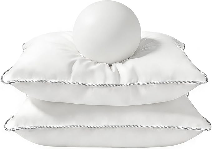 Luxury Down Feather Pillow Set of 2 - Queen/King Bed Pillows for Sleeping with Premium 100% Cotton Cover (Queen)