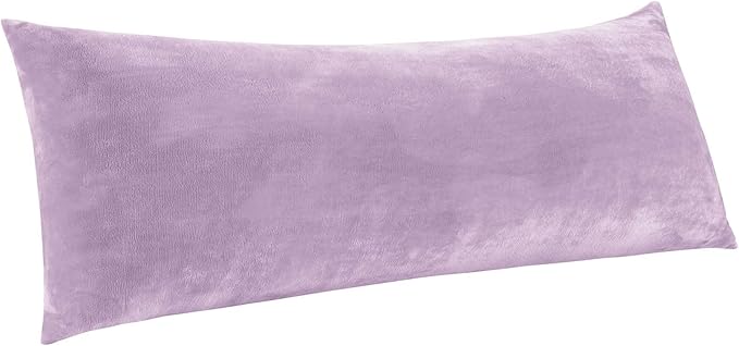 BEDELITE Body Pillow Cover with Zipper Closure, Super Soft and Cozy Fuzzy Fleece Pillowcase 20 x 54 Inches, Luxury Fluffy Plush Long Body Pillow Pillowcase for All Seasons(Lavender)