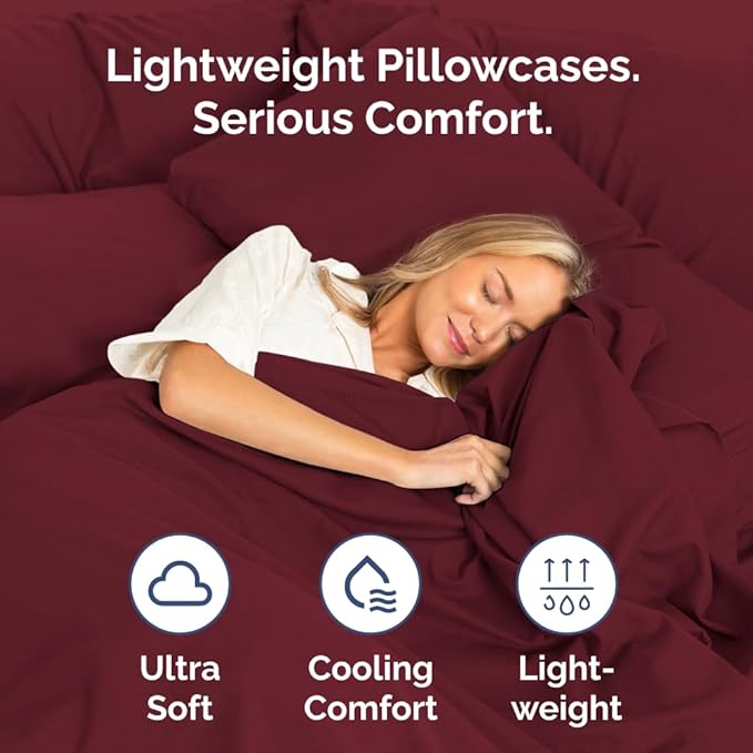 King Standard Pillow Cases Set of 2 - Ultra-Soft Hotel Quality Pillowcase Covers - Comfy, Cozy & Fade Free - Wrinkle Resistant - Machine Washable Pillow Protectors - 2 Piece Set - Burgundy