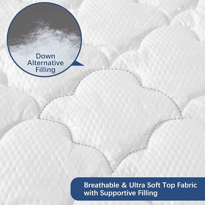 Twin Air Mattress Pad Sheets Cover, Air Mattress Topper Protector Plush Quilted, Soft Breathable and Noiseless Down Alternative Mattress Pad with Deep Pocket Fits Up to 16 inch Mattress