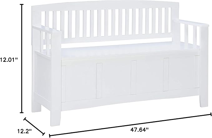 Cynthia White Storage Bench with Flip-Top Lid and Hidden Storage Space by Linon