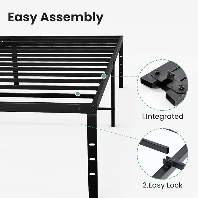 OLIXIS Twin Bed Frame, Heavy Duty Sturdy 16 Inch Metal Platform Bed Frames, Enhanced Stability & Noise-Free, Under-Bed Storage, No Box Spring Needed, Easy Assembly