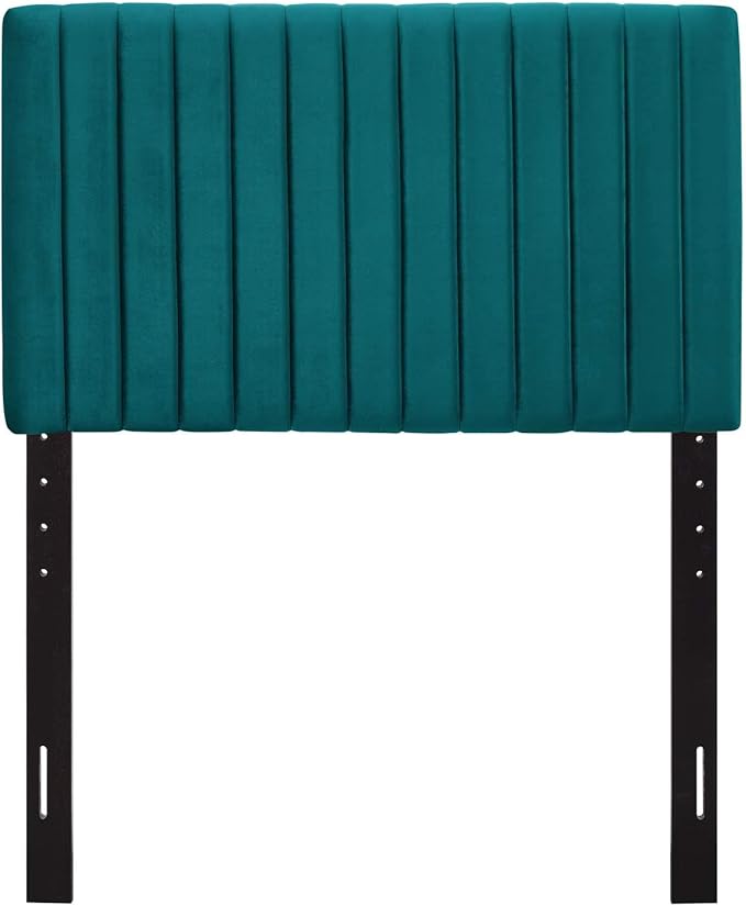 Modway Keira Channel Tufted Performance Velvet Upholstered Twin Headboard in Teal