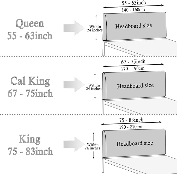 Stretch Headboard Cover Queen/King with 2 Side Pockets, Headboard Slipcover Removable & Washable, Elastic Dustproof Slip Cover for Bed Head Décor Protector
