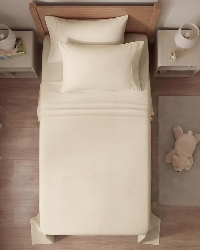 Twin 4 Piece Sheet Set - Comfy, Breathable & Cooling - Soft Hotel Luxury Bedding for Women, Men, Kids, Teens & Children - 1 Flat & 1 Fitted Sheet & 2 Pillowcases w/ Deep Pockets - Wrinkle Free - Wheat