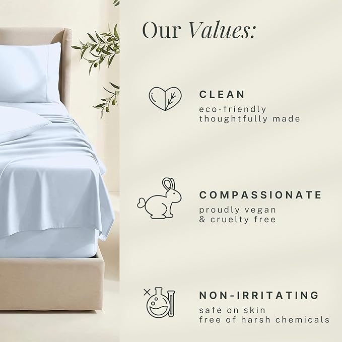 Hearth & Harbor Extra Deep Pocket Sheets - Fits Mattress 18-24 Inches Deep - Extra Deep Pocket California King Size - 6 Piece Cal King Sheets - Cal King, Ice Blue