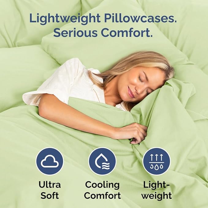 Standard Pillow Cases Set of 2 - Ultra-Soft Hotel Quality Pillowcase Covers - Comfy & Wrinkle Free - Stain and Fade Resistant - Machine Washable Pillow Protectors - 2 Piece Set - Light Sage Green