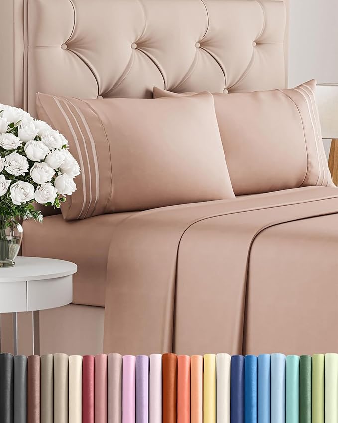 King Size 4 Piece Sheet Set - Comfy Breathable & Cooling Sheets - Hotel Luxury Bed Sheets for Women & Men - Deep Pockets, Easy-Fit, Extra Soft and Wrinkle Free Sheets - Mauve Oeko-Tex Bed Sheet Set