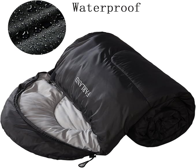 FARLAND Sleeping Bags for Adults, 3 Season Warm & Cool Weather, Lightweight Camping Sleeping Bag for Kids Family Camping Essentials with Compression Sack for Hiking