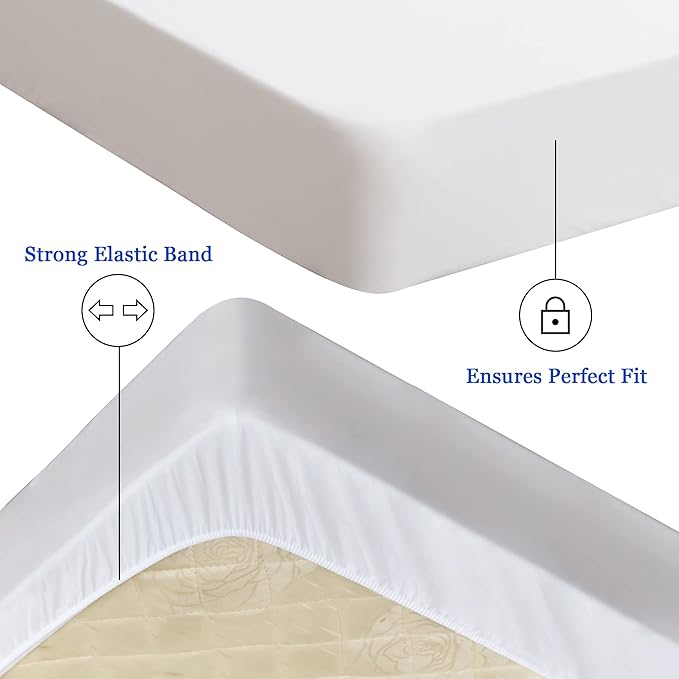 Sufdari Twin XL Mattress Protector,Waterproof Mattress Protector,Fitted Sheet Style Mattress Cover with 18" Deep Pocket,Washable and Comfortable-White,Twin XL