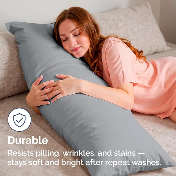 Body Pillowcases Set of 4-20x54 Long Body Pillow Case - Soft Body Pillow Cover for Sleeping & Side Sleepers - Comfy, Breathable & Fade Free - Machine Washable w/Envelope Enclosure - (Steel Blue)