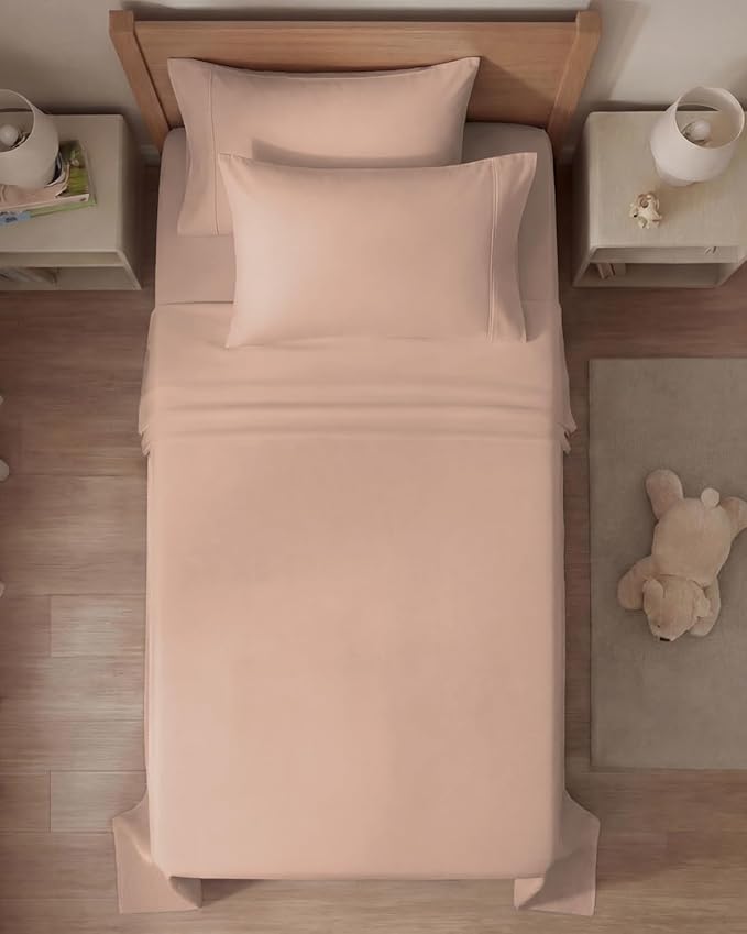 Twin 4 Piece Sheet Set - Comfy, Breathable & Cooling - Soft Hotel Luxury Bedding for Women, Men, Kids, Teens & Children - 1 Flat & 1 Fitted Sheet & 2 Pillowcases w/ Deep Pockets - Wrinkle Free - Mauve