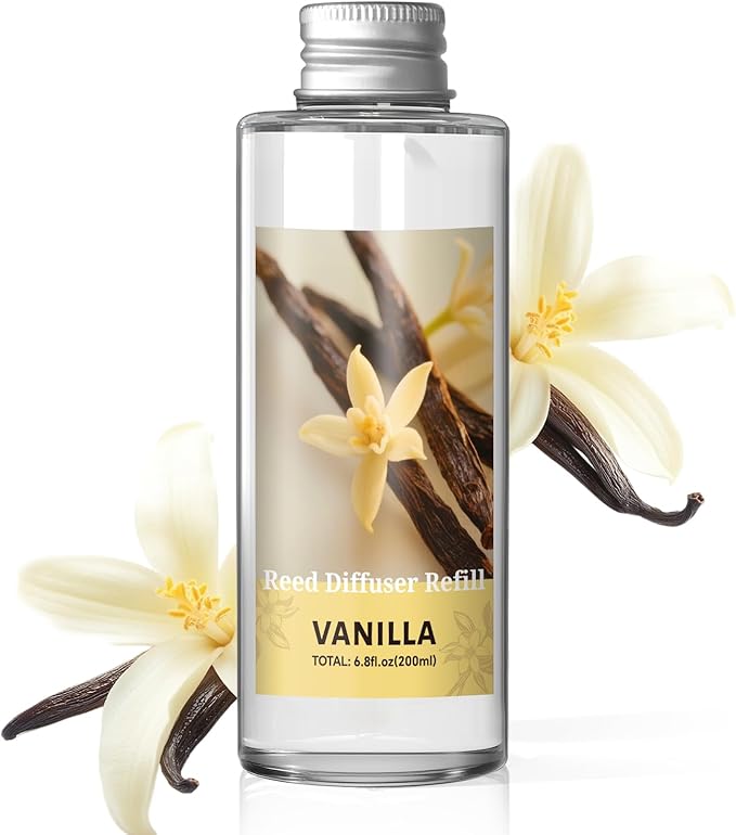 SCENTORINI Reed Diffuser Oil Refill, Vanilla Diffuser Oil 6.76 Fl Oz, Natural Scented Essential Oil Refill Long Lasting Summer Home Fragrance for Room Spa Aromatherapy Bathroom Home Hotel Decor