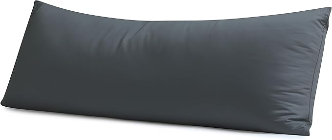 Body Pillow Cover Long Pillow Case,100% Egyptian Cotton Bed Pillow Protector with Zipper,400 Thread Count Cooling Full Body Pillowcase for Adults 20x54 Inches (1 Pack,Dark Grey)