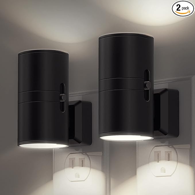 L LOHAS LED Bright Night Light, Night Lights Plug into Wall, 5000K Daylight White, Dimmable Nightlight Plug in with Light Sensor, Decorative LED Nightlights for Hallway Bathroom Kitchen, 2 Pack