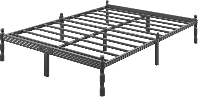 ZIYOO 12 Inch Full Size Metal Platform Bed Frame - 1000LBS Heavy Duty, Anti-Slip, Noise-Free No Box Spring Needed, Vintage Steel Frame for Bedroom (Vintage Black)