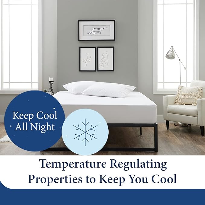 Cosy House Collection Luxury Mattress Protector - Blend of Rayon Derived from Bamboo - College Dorm Room Essentials - Ultra Soft Comfort, Stays Cool & Quiet - Premium Fitted Sheet Style (Twin) White