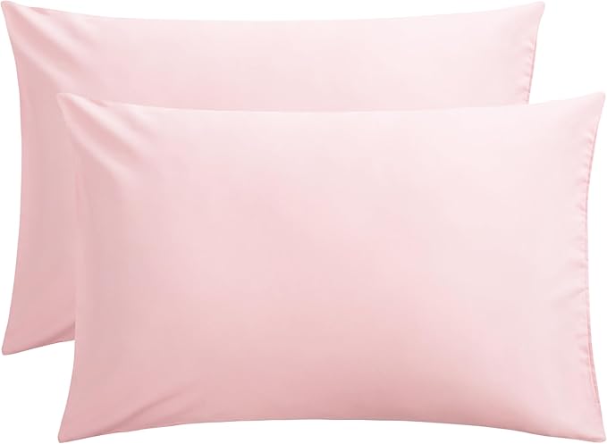 FLXXIE Pillow Cases Queen, Soft Microfiber Pillow Covers with Envelope Closure, Wrinkle Resistant Pillowcases, 2 Piece Set, 20x30, Blush Pink