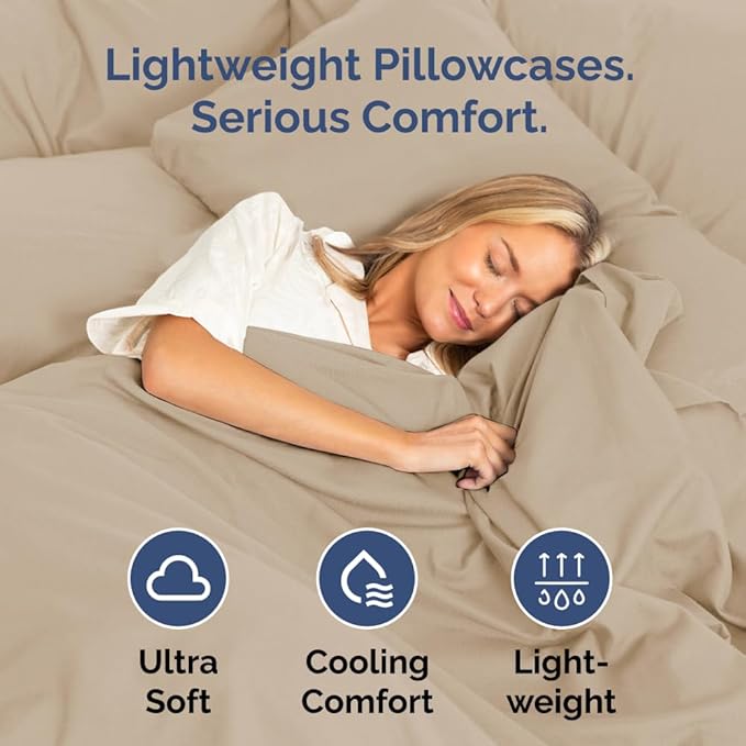 King Standard Pillow Cases Set of 4 - Soft Hotel Quality Pillowcase Covers - Comfy Bedding for Women, Men, Kids & Teens - Machine Washable Pillow Protectors - 4 Piece Set - King Standard Size Cream